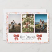 レッドボウコケットフローラクリスマスフォトコラージュ シーズンカード (正面)