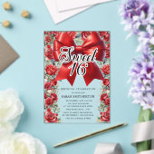 レッドボウコケットフローラヴィンテージスウィート16 アクリル招待状 (インサイチュ (ウェディング))