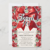 レッドボウコケットフローラヴィンテージスウィート16 招待状 (正面)