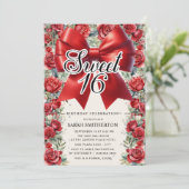 レッドボウコケットフローラヴィンテージスウィート16 招待状 (スタンド正面)