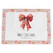 レッドボウコケットミニマリストクリスマス ラージペーパーバッグ (正面)