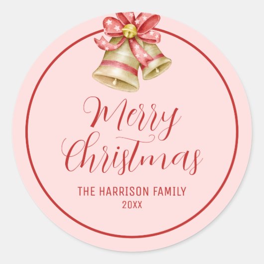 レッドボウゴールデンジンルベルピンク ラウンドシール (正面)