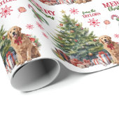 レッドボウゴールデンレトリエバードッグホリデーツリー ラッピングペーパー (ロールコーナー)