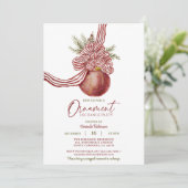 レッドボウストライプのオーナメントクリスマスエクスチェンジパーティー 招待状 (スタンド正面)