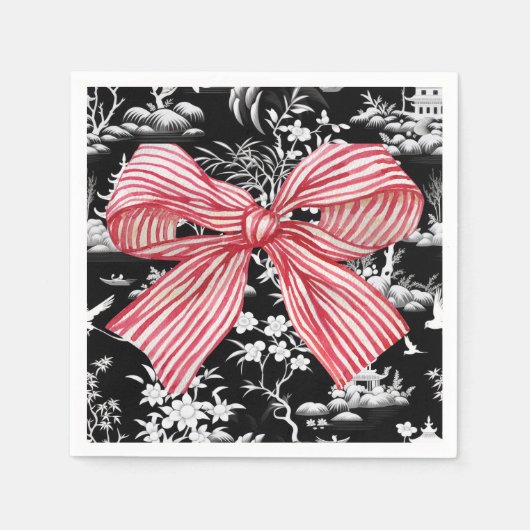 レッドボウストライプのチノイスリー名門私立校風のナプキン スタンダードカクテルナプキン (正面)