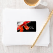 レッドボウスパークルスシックなブラッククリスマス招待状 ラベル (インサイチュ)