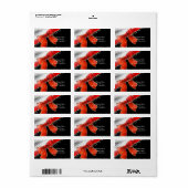 レッドボウスパークルスシックなブラッククリスマス招待状 ラベル (フルシート)