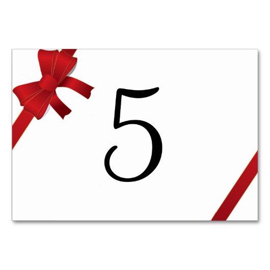 レッドボウズ冬の結婚式のテーブル番号 テーブルナンバー (正面)