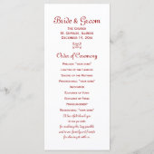 レッドボウズ冬の結婚式プログラム プログラム (裏面)