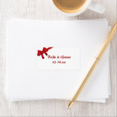 レッドボウズ冬の結婚式メッセージカード ラベル (インサイチュ)