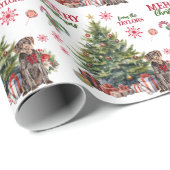 レッドボウドイツワイヤーヘードポインタードッグホリデーツリー ラッピングペーパー (ロールコーナー)