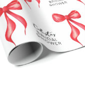 レッドボウパーソナライズされたブライダルシャワー ラッピングペーパー (ロールコーナー)