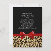 レッドボウヒョウ印刷スウィート16誕生日パーティー 招待状 (裏面)