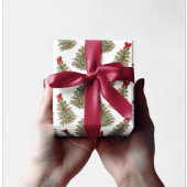 レッドボウピンクボウクリスマスツリーホリデーコケット ラッピングペーパー