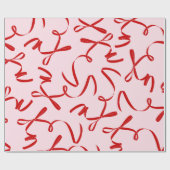 レッドボウピンクレトロ ラッピングペーパー (フラット)