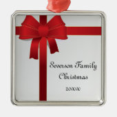 レッドボウファミリークリスマス メタルオーナメント (正面)