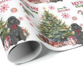 レッドボウブラックスタンダードプードルドッグホリデーツリー ラッピングペーパー (ロールコーナー)