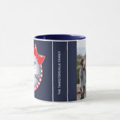 レッドボウブルーメリークリスマス |フォトコーヒーマグ マグカップ (中央)