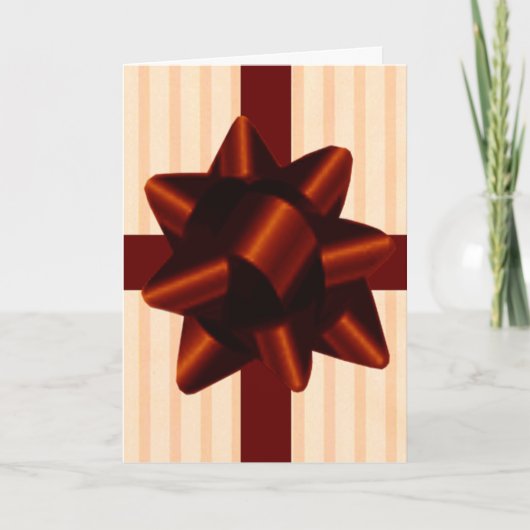 レッドボウプレゼントホリデーグリーティングカード シーズンカード (正面)