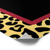 レッドボウヘアサロン付きゴールデンクラウンヒョウ柄 ポスター (角)