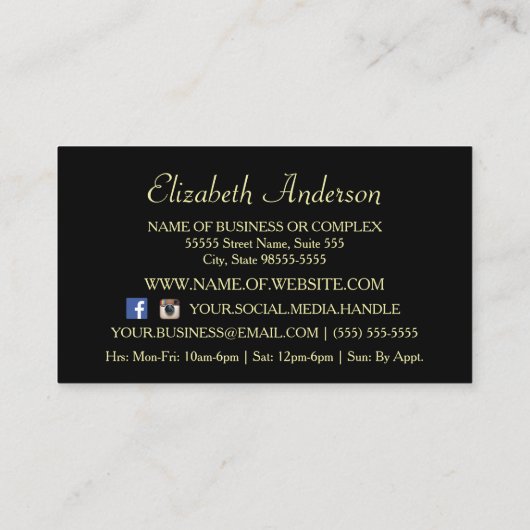 レッドボウヘアサロン付きゴールデンクラウンヒョウ柄 名刺 (裏面)