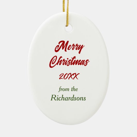 レッドボウペンブロークウェルシュコーギードッグクリスマス セラミックオーナメント (裏面)