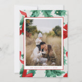 レッドボウホリデーグリーナリーフォトクリスマスカード シーズンカード (正面)