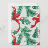 レッドボウホリデーグリーナリーフォトクリスマスカード シーズンカード (裏面)