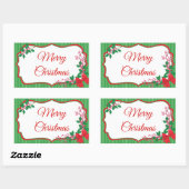 レッドボウホリークリスマスフレーム 長方形シール (シート)