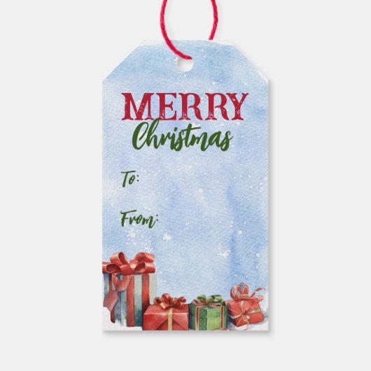 レッドボウホワイトサモエードドッグクリスマスツリー ギフトタグ