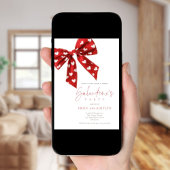 レッドボウホワイトハートガレンティンパーティー 招待状