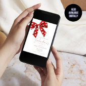 レッドボウホワイトハートガレンティンパーティー 招待状