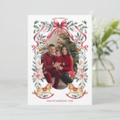 レッドボウボタニカルクリスマスロッキングホース写真 シーズンカード (スタンド正面)