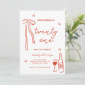 レッドボウミニマリスト21歳の誕生日パーティー 招待状 (スタンド正面)