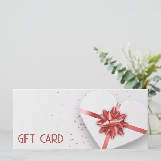 レッドボウラブリーホワイトハートギフトボックスギフトカード (スタンド正面)