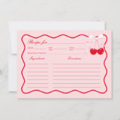 レッドボウヴァレンティネスブライダルシャワーレシピカード 招待状 (正面)