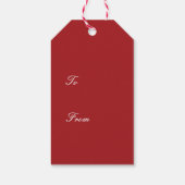 レッドボウ付きの美しいゴールデンクリスマスベル ギフトタグ (裏面)