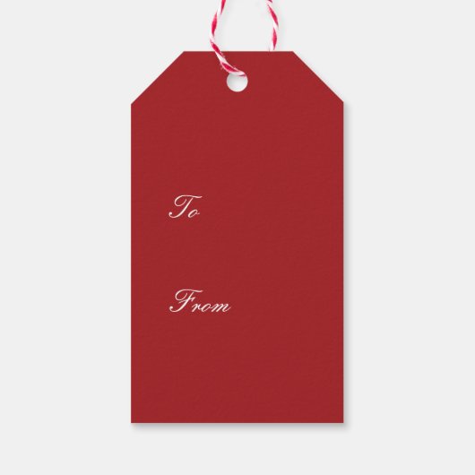 レッドボウ付きの美しいゴールデンクリスマスベル ギフトタグ (裏面)