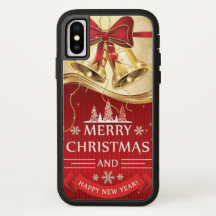 レッドボウ付きの美しいゴールデンクリスマスベル