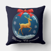 レッドボウ付きゴールデントナカイオーナメント クッション (裏面)