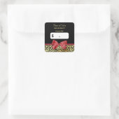 レッドボウ付きゴールデンレオパードサロン価格ラベル スクエアシール (バッグ)