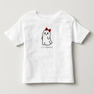 レッドボウ付き可愛いハロウィーン幽霊 トドラーTシャツ