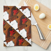 レッドボウ付き馬 キッチンタオル (四つ折り)