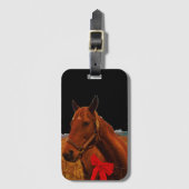レッドボウ付き馬 ラゲッジタグ (正面縦)