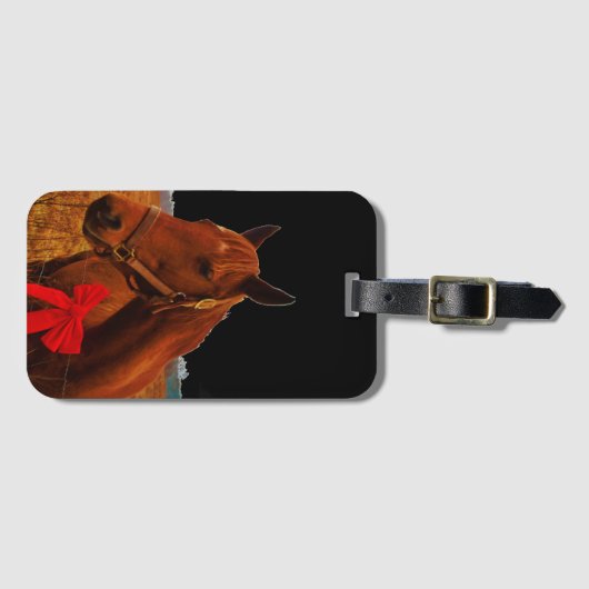 レッドボウ付き馬 ラゲッジタグ (正面横)