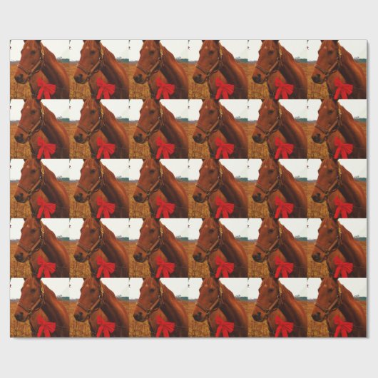 レッドボウ付き馬 ラッピングペーパー (フラット)