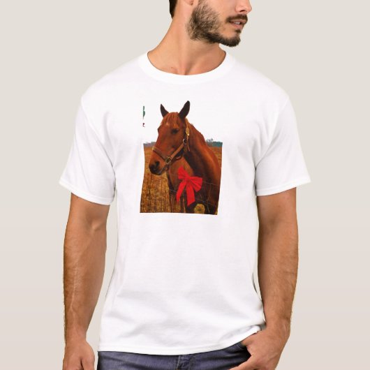 レッドボウ付き馬 Tシャツ (正面)