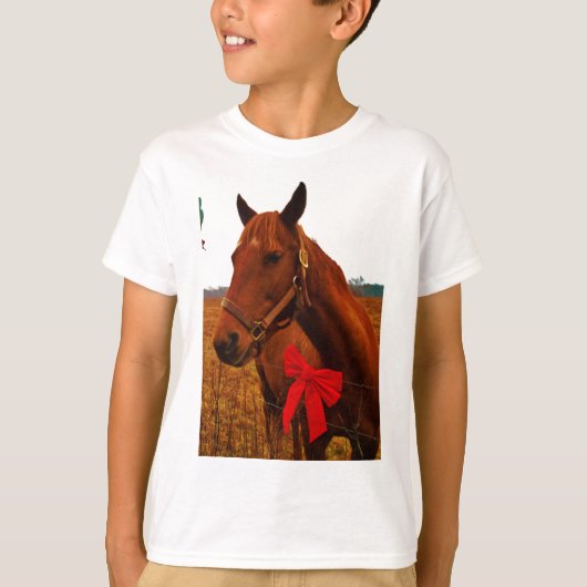 レッドボウ付き馬 Tシャツ (正面)