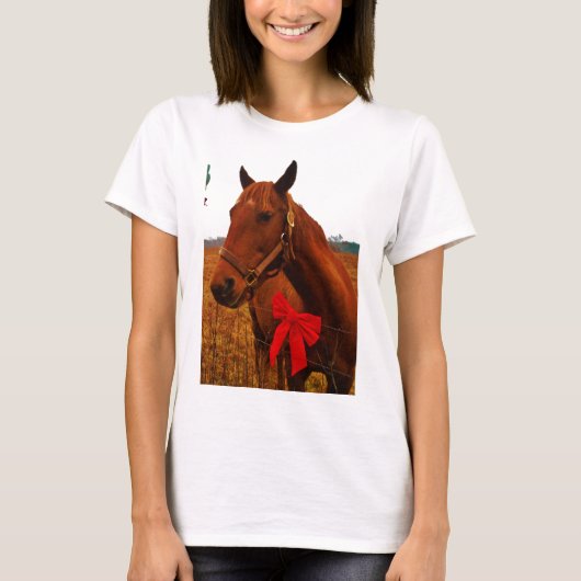 レッドボウ付き馬 Tシャツ (正面)