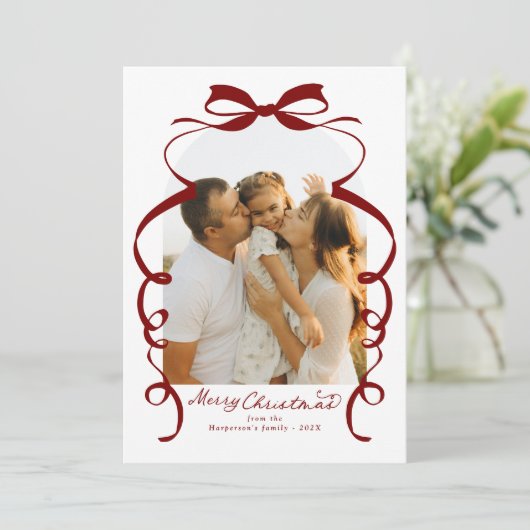 レッドボウ写真メリークリスマスアーチ シーズンカード (スタンド正面)